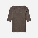 The Luxe Micro-Rib Scoop-Neck Tee | Heathered Fatigue