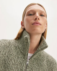 The Half-Zip Sweater in Luxe Merino | Seafoam Green / Kambaba Twist