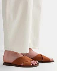 The Day Crossover Sandal | Saddle Brown Suede