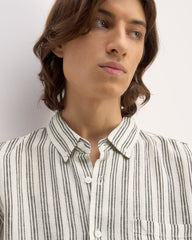 The Classic Short-Sleeve Shirt in Linen | Bone / Black