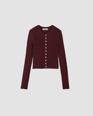 The Ribbed Cropped Cardigan | Burgundy