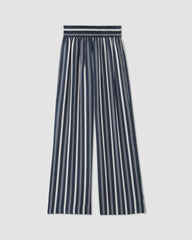 The Satin Pull-On Pant | Navy / Bone