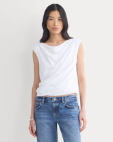 Boatneck Twisted Top in Essential Cotton | White
