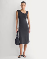 Knit Asymmetrical Midi Dress | Black