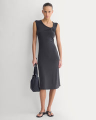 Knit Asymmetrical Midi Dress | Black