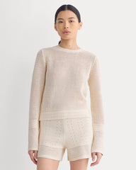 Open Knit Long-Sleeve Crew in Everyday Cotton | Canvas