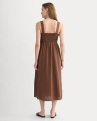 The Gauze Smock Dress | Carob Brown / Black