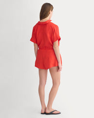 Flowy Short in Linen | Fiery Red
