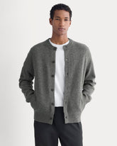 Luxe Merino Crew Cardigan | Heathered Charcoal
