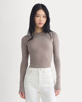 Tissue Boatneck Top | Heathered Chocolate Chip