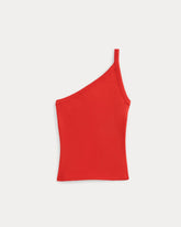 RetroSoft Cotton One-Shoulder Tank | Fiery Red