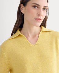 Cashmere Polo Sweater | Double Cream Heather