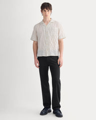 Textured Voile Resort Shirt | Natural Plaid