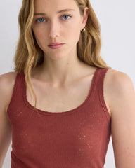 Lace-Trimmed Tank in Fine Linen | Henna Red