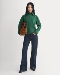 Double Knit Half-Zip in Cotton Merino | Hunter Green