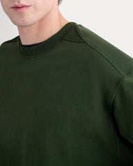 Twill Terry Jacquard Crew Sweatshirt | Dark Forest