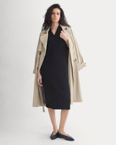 Relaxed V-Neck Midi Sweater Dress in Cotton Merino | Black