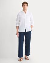 Cropped Slub Trouser | Deep Navy
