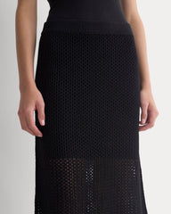 Lace-Knit Midi Skirt | Black