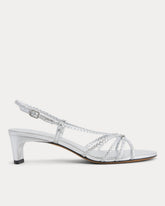 Made in Italy Braided Kitten Heel | Silver Leather