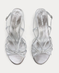 Made in Italy Braided Kitten Heel | Silver Leather