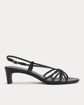 Made in Italy Braided Kitten Heel | Black Leather