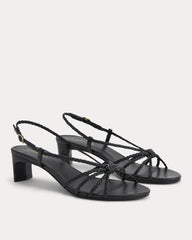 Made in Italy Braided Kitten Heel | Black Leather