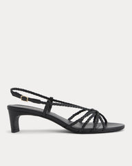 Made in Italy Braided Kitten Heel | Black Leather