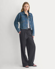 Cropped Trucker Jacket in Denim | Mid Indigo