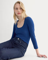 Luxe Rib Deep U-Neck Top | Estate Blue