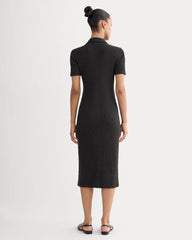 The Cozy Rib Polo Dress | Black