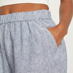 The Linen Boxer Short | Blue / White Pinstripe