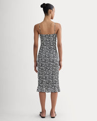 The Smocked Column Dress | Bone / Black Floral