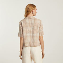 The Linen Workwear Shirt | Iced Coffee Grid
