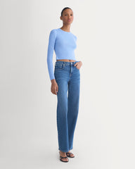 The Cropped Crew Top in Ultrafine Merino | Open Air Blue