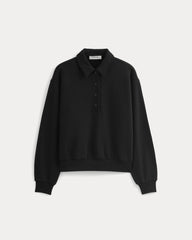 Lightweight Terry Polo Sweatshirt | Black