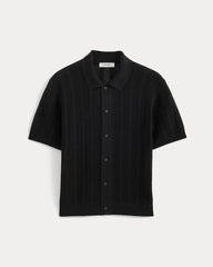 Textured Knit Resort Shirt | Black