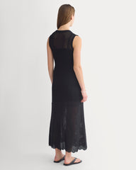 Lace Knit Maxi Sweater Dress | Black
