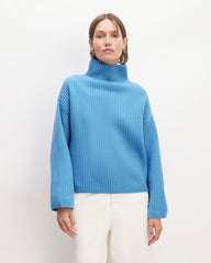 The Felted Merino Funnel-Neck Pullover | Heritage Blue