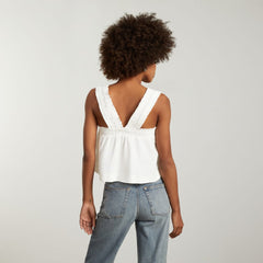 The Smocked Linen Cami | White