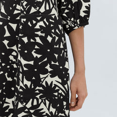 The Seersucker Puff Sleeve Dress | Black / Canvas Floral