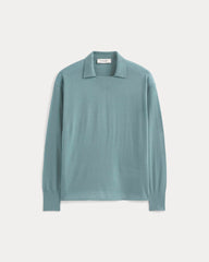 Oversized Polo in Ultrafine Merino | Gray Mist