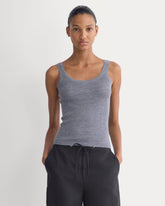 The Light Ribbed Cami in Ultrasoft Merino | Heather Mid Grey
