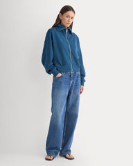 Lightweight Terry Cropped Full-Zip | Blue Wing Teal