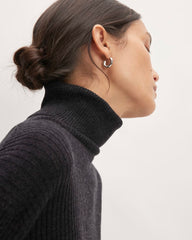 The Cotton-Merino Turtleneck Dress | Heather Charcoal
