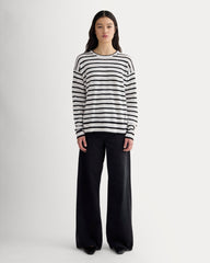The Slouch Sweater in Cotton Linen | White / Black