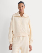 Lightweight Terry Cropped Full-Zip | Parchment