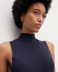 The Viscose Mock Neck Top | Navy
