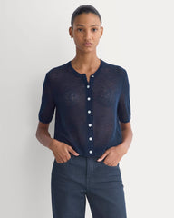 The Air Alpaca™ Short-Sleeve Cardigan | Navy