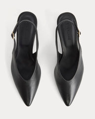 Pointed-Toe Slingback Heel | Black Leather